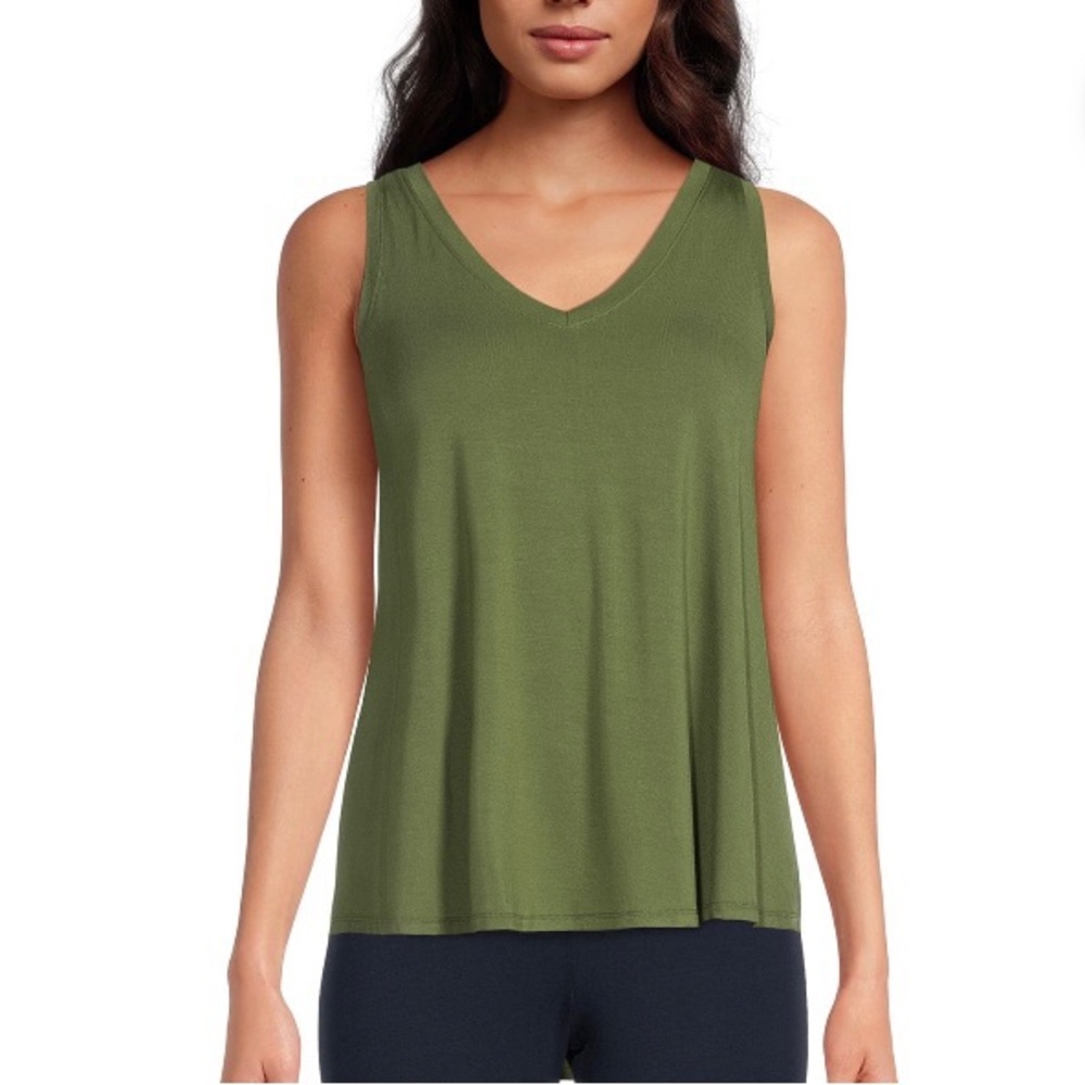 Time and Tru Women's Relaxed fit High Low V-Neck Tank Top Size S (4-6) Green